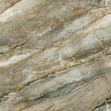 Load image into Gallery viewer, RF-999K016 Brown gold vein stone porcelain Polished wall floor tile