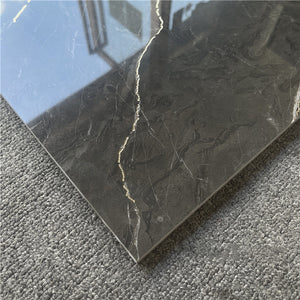 999K008 800X800mm Non Slip High Glossy Full Body Ceramic Golden Black Polished Porcelain Floor Tiles