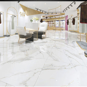 999K010 Foshan Luxury golden ceramic tiles for floor villa hotel bathroom white gold plated porcelain wall tile