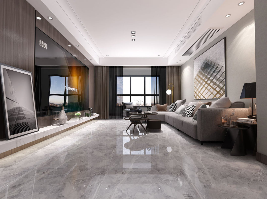 RF-CP8508  Gran Dark Grey Full Polished Glazed Porcelain Tile